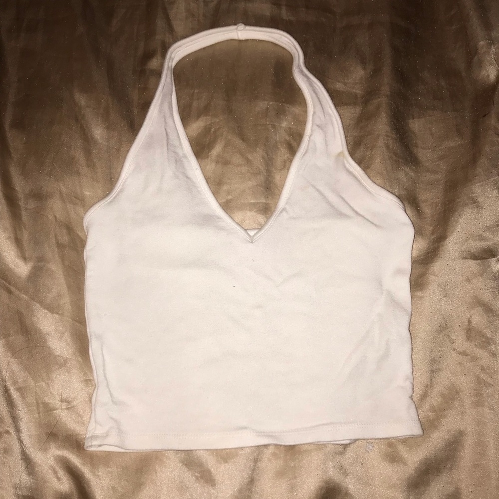 Brandy Melville white crop halter top